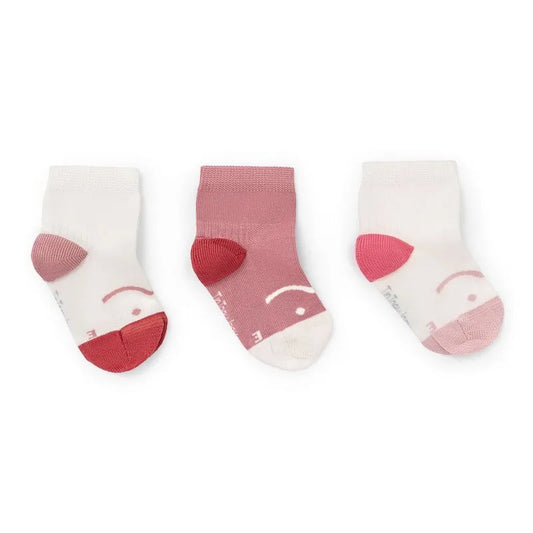 Tip Toey Joey Meias Barefoot  Branco e Rosa - Pack 3 meias