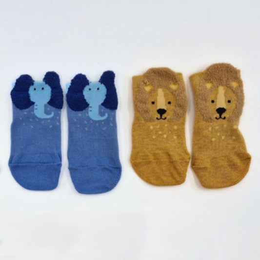 Meias Attisocks Elephant + Lion ( Antiderrapantes) - Pack 2 Meias